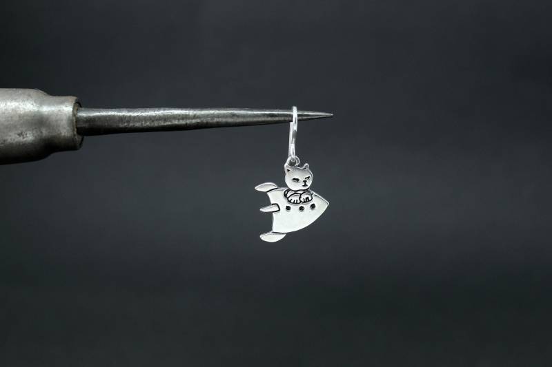 Astro Katze Charm Anhänger 925 Silber Ohrhänger von marmar