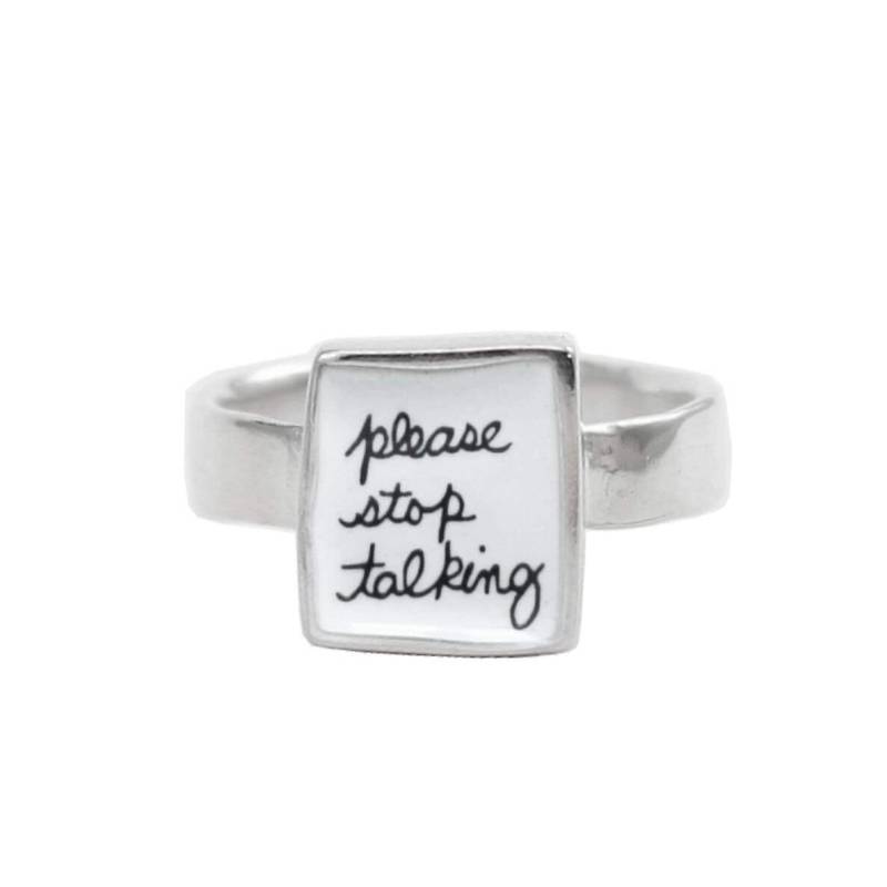 Bitte Stop Talking Ring - Sterling Silber Und Emaille Introvert von marmar