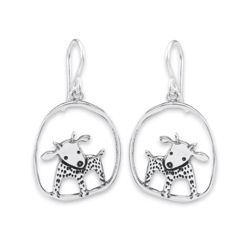 Echte Silber Ziege Charm Ohrringe - Miniatur Hoop Auf Sterling Ohrhaken von marmar
