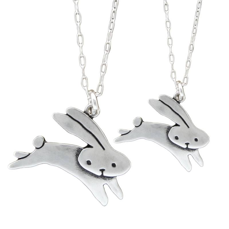 Mutter Kind Sterling Silber Bunny Halskette Set Verstellbare Kette von marmar