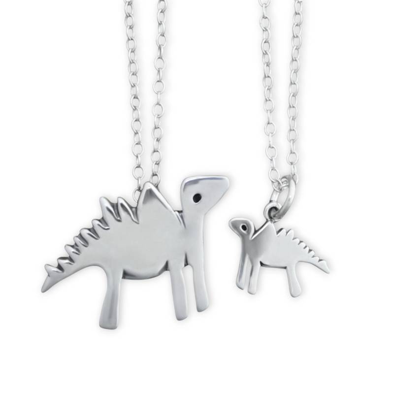 Mutter Tochter Dinosaurier Halsketten-Set - Set Mit Zwei Sterling Silber Stegosaurus Halsketten von marmar