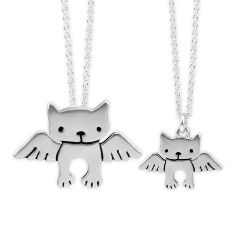 Mutter Tochter Engel Katze Halsketten-Set - 2Er-Set Sterlingsilber Katzenanhänger Für Muttertag Oder Neue von marmar