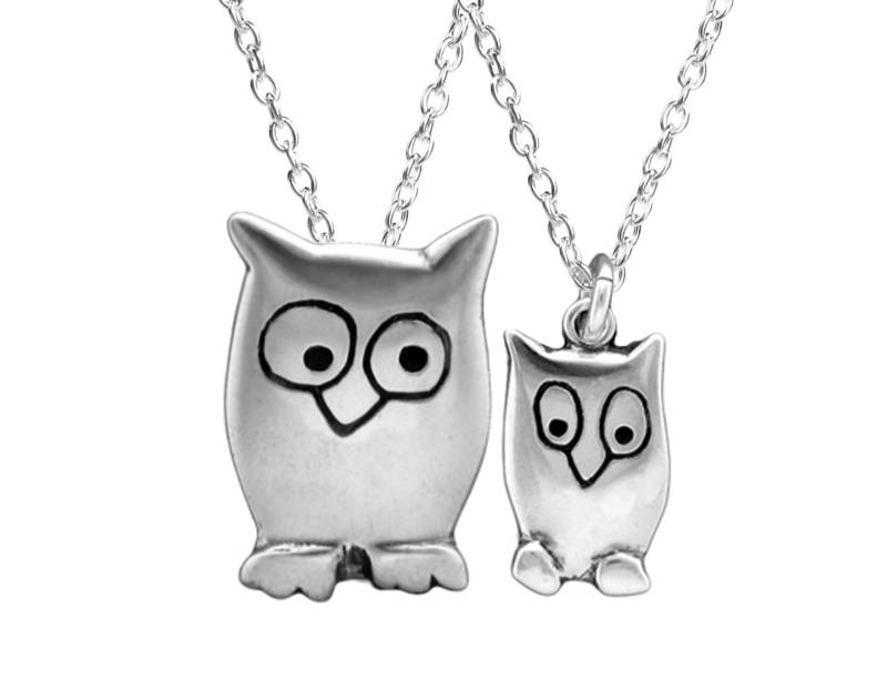 Mutter Tochter Eule Halskette Set Sterling Silber Anhänger von marmar
