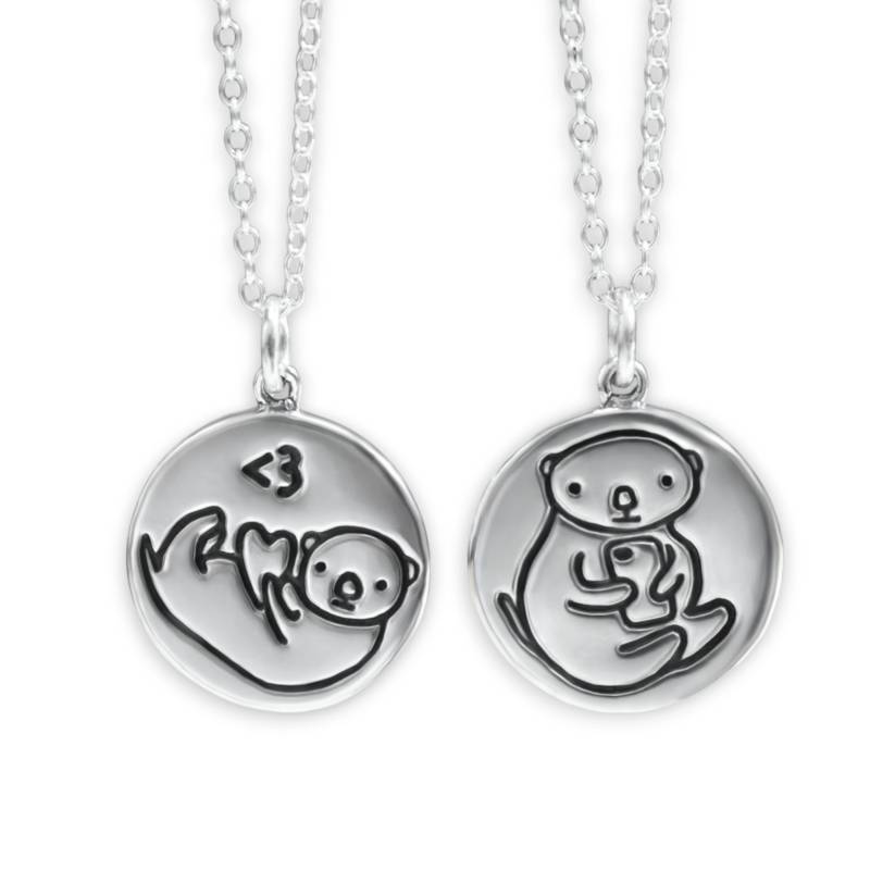 Reversible Sterling Silber Otter Anhänger Halskette Verstellbare Kette von marmar