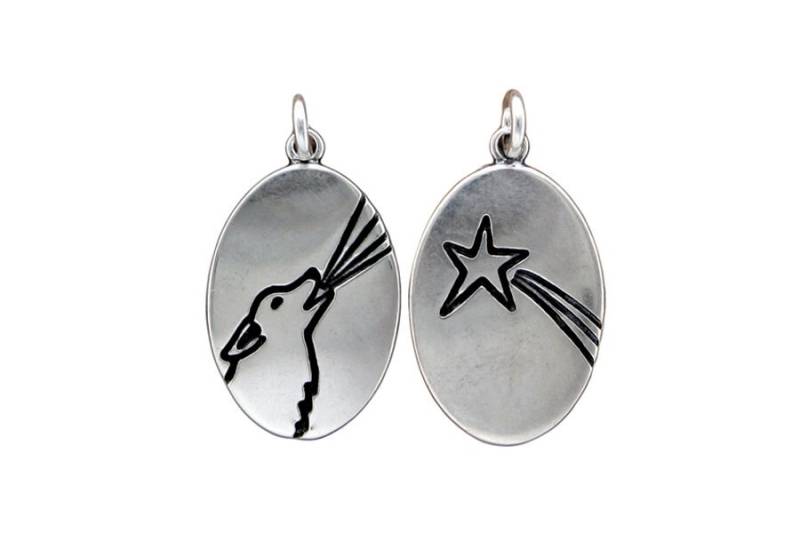 Wolf Halskette - Wendbare Sternschnuppe Howling Anhänger Stern Medaillon von marmar