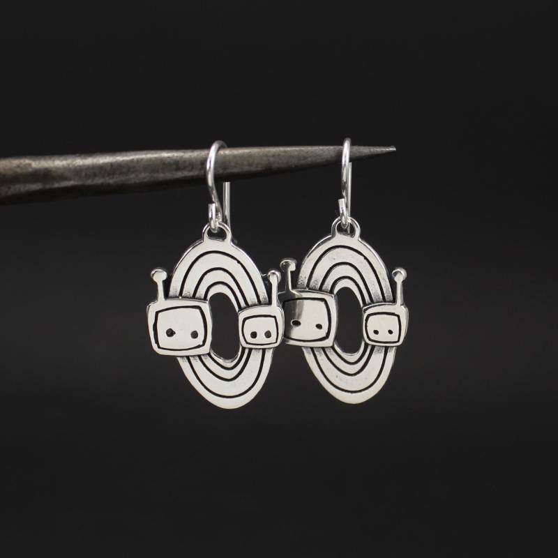 sterling Silber Alien Familie Charm Ohrringe - Nettes Muttertagsgeschenk Für Neue Eltern Astronaut Ohrring von marmar