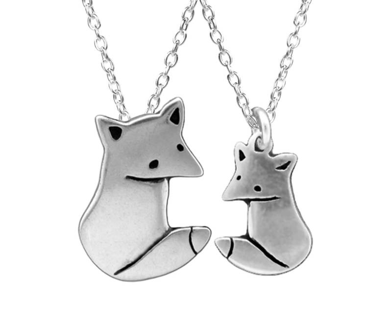 sterling Silber Fuchs Halskette Set Mutter Tochter Anhänger von marmar