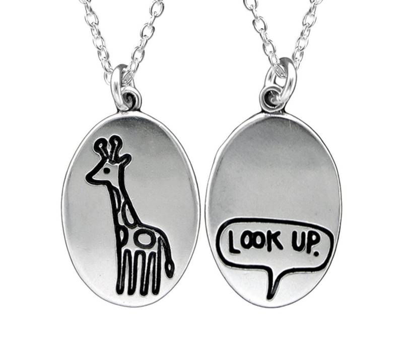 sterling Silber Giraffe Charm Halskette - Look Up Anhänger Medaillon An Verstellbarer Kette von marmar