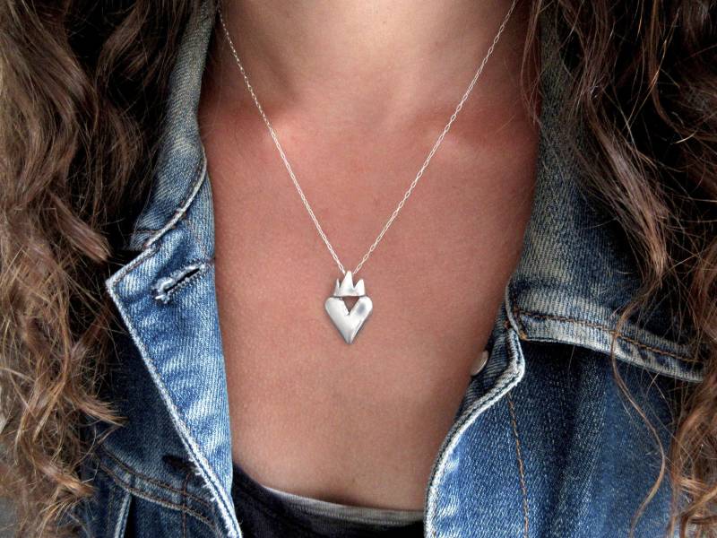 sterling Silber Krone Herz Halskette - Handgemachte Prinzessin Anhänger von marmar