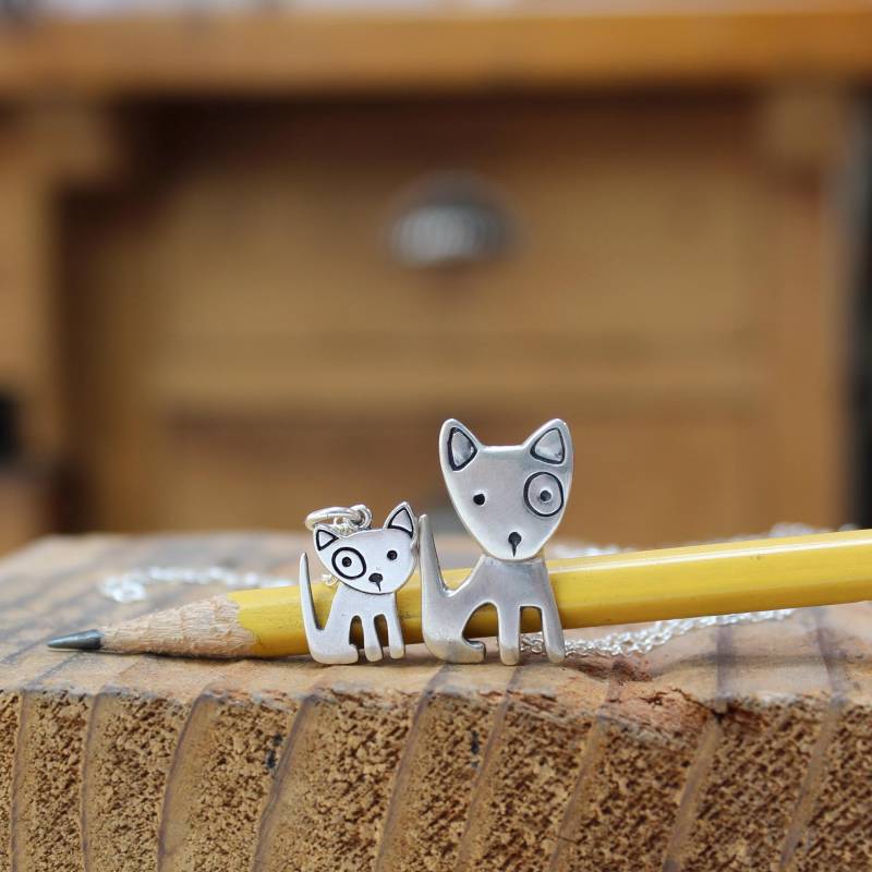 sterling Silber Mutter Tochter Hund Charme Halsketten - Verstellbare Ketten von marmar