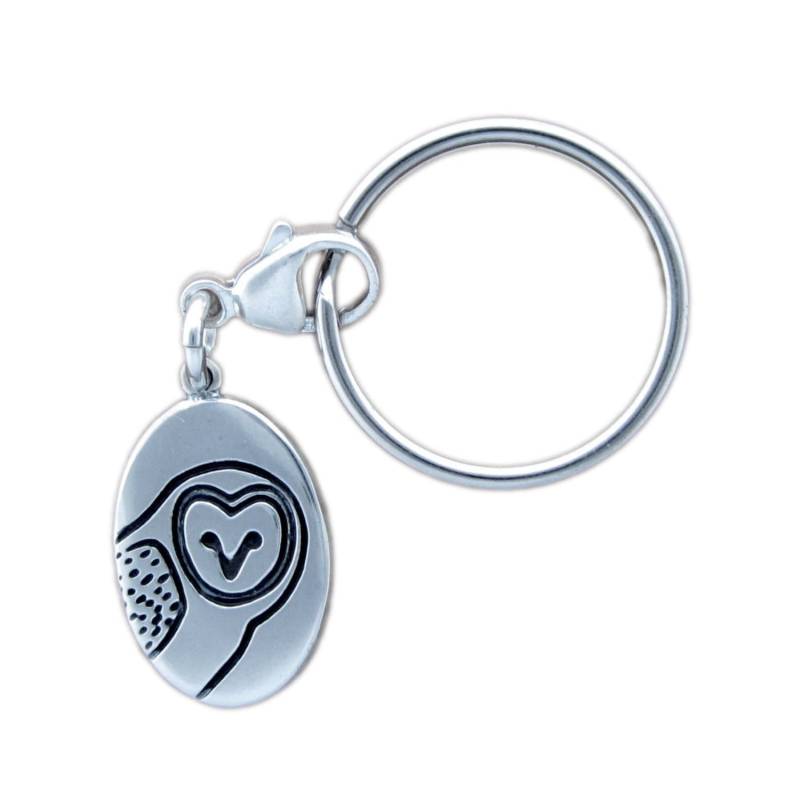 sterling Silber Schleiereule Keychain Handgemachter Vogel Schlüsselanhänger von marmar