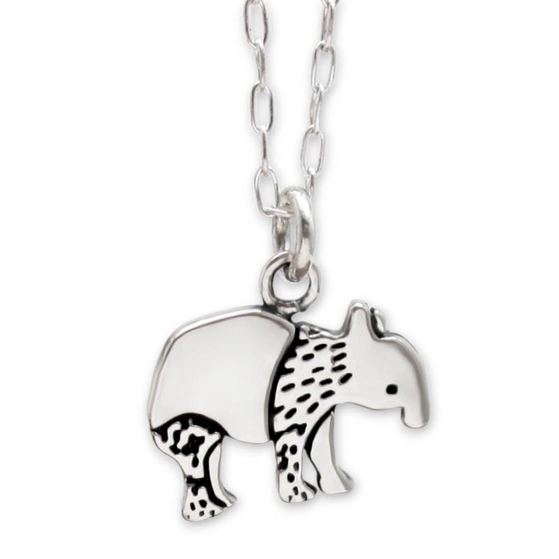 sterling Silber Tapir Halskette - Süßer Anhänger An Verstellbarer Kette von marmar