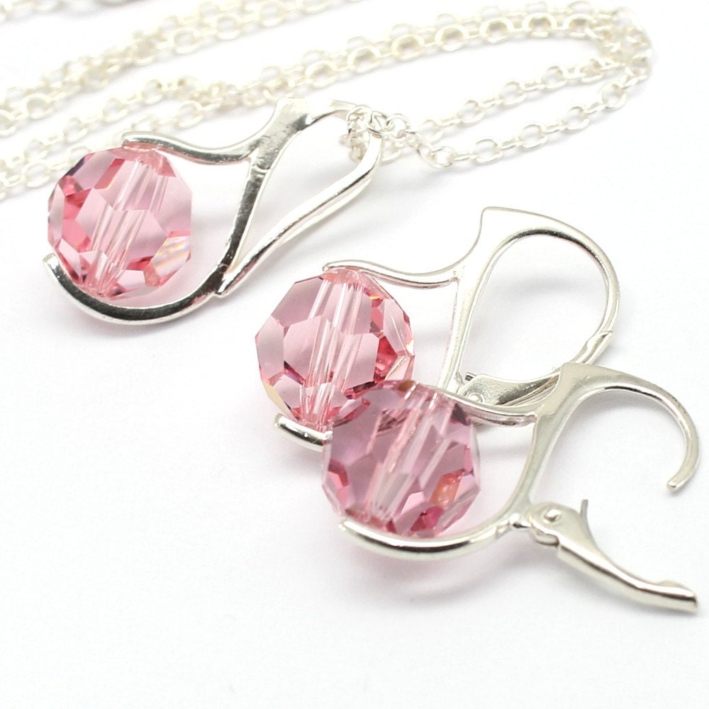 Rose Rosa Halsketten-Anhänger-Ohrringe, Kristall Sterlingsilber-Schmucksachen, Abschlussball Brautjungfern Geschenk, Einfache Moderne Urbane Rose Rosa Halsketten-Anhänger-Ohrringe, Kristall Sterlingsilber-Schmucksachen, Abschlussball Brautjungfern Geschenk, Einfache Moderne Urbane von martaky