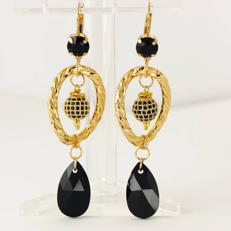 Schwarze Kristall Ohrringe Gold, Chandelier Lever Back, Modeschmuck, Micro Pave Zirkonia, Creolen, Boho, Goth, Braut Schwarze Kristall Ohrringe Gold, Chandelier Lever Back, Modeschmuck, Micro Pave Zirkonia, Creolen, Boho, Goth, Braut von martaky