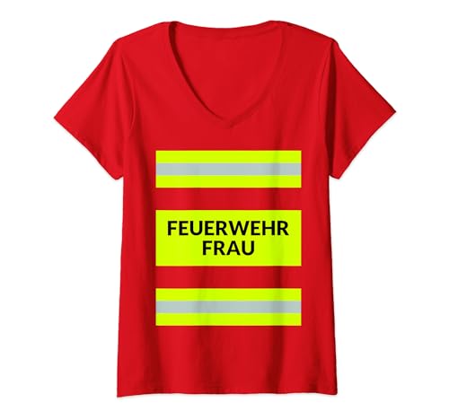 Damen Feuerwehrfrau Feuerwehr Kostüm Beruf Karneval Fasching T-Shirt mit V-Ausschnitt Damen Feuerwehrfrau Feuerwehr Kostüm Beruf Karneval Fasching T-Shirt mit V-Ausschnitt von martiemaro verkleidung