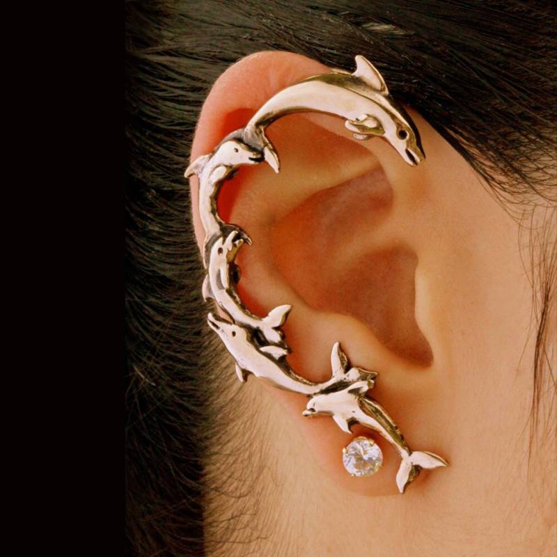 Delfin Ohr Wickeln Bronze - Getragen Von Prince Ohrring Schmuck Ozean Nicht Durchbohrte Ohrringe Ohne Ohrlöcher von martymagic