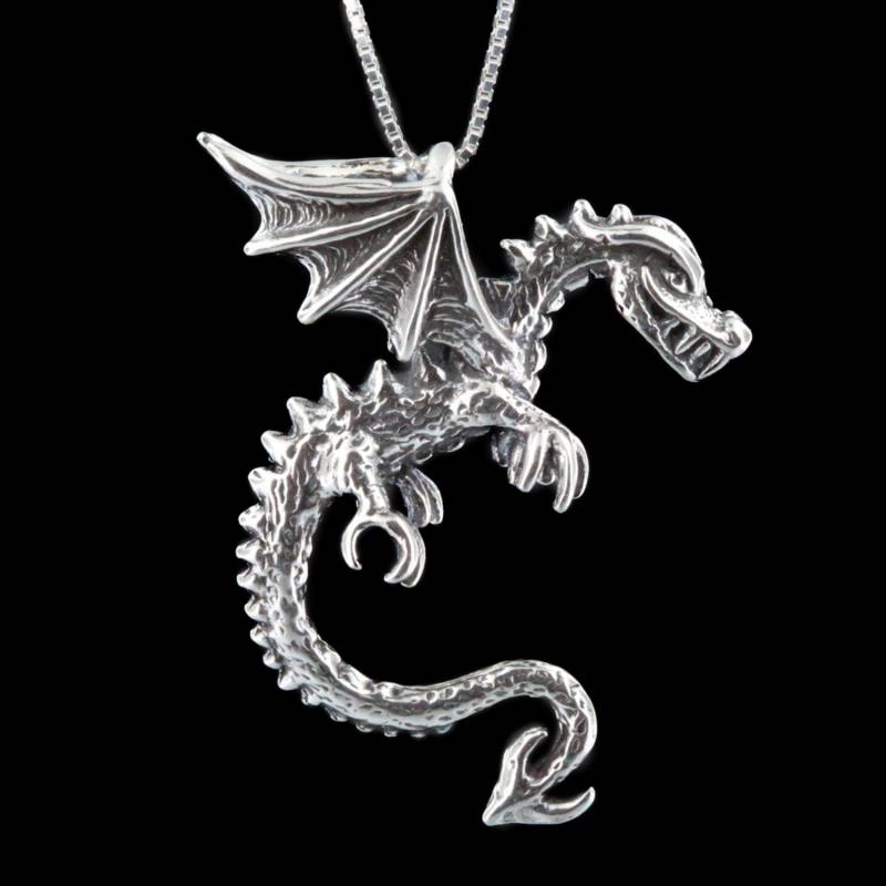 Drachen Halskette - Spike Der Drache Silberner Anhänger Charm Schmuck Spiel Throne Inspirierter von martymagic