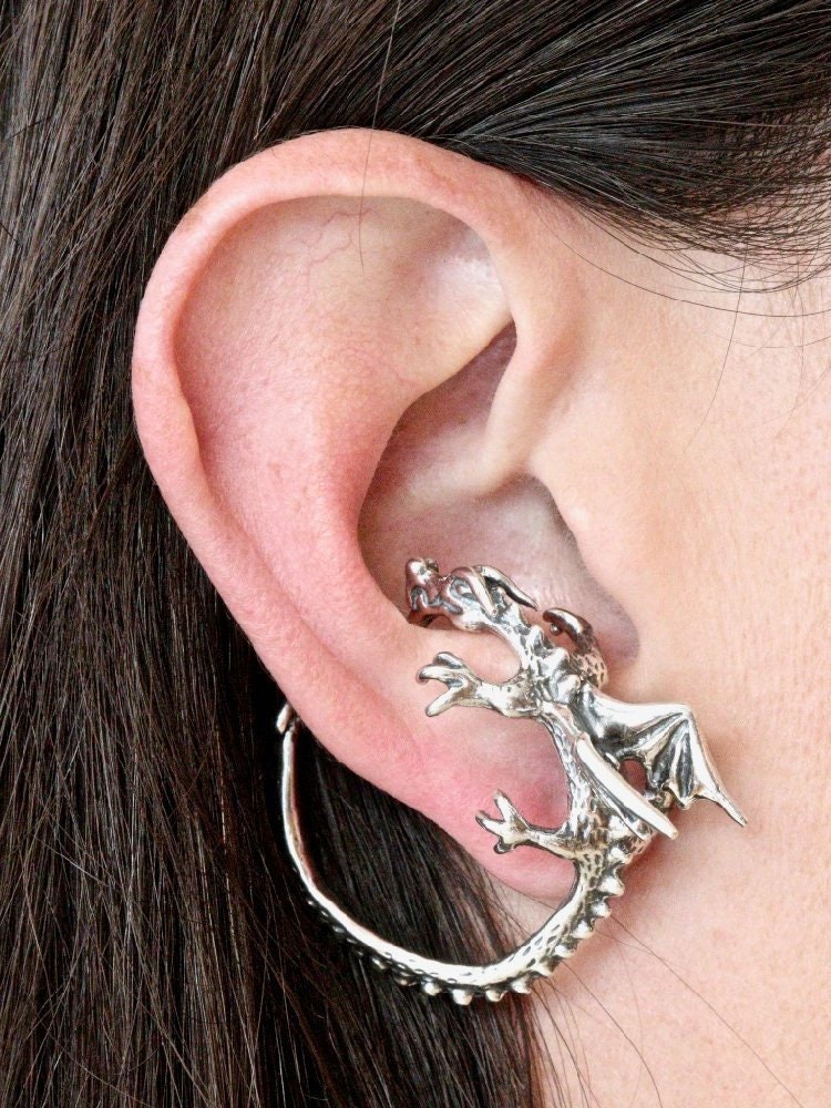 Drachen Ohr Manschette Silber Whisperer Hoop Wickeln Spiel Der Throne Inspiriert Schmuck Nicht Durchbohrte Ohrring Mode von martymagic
