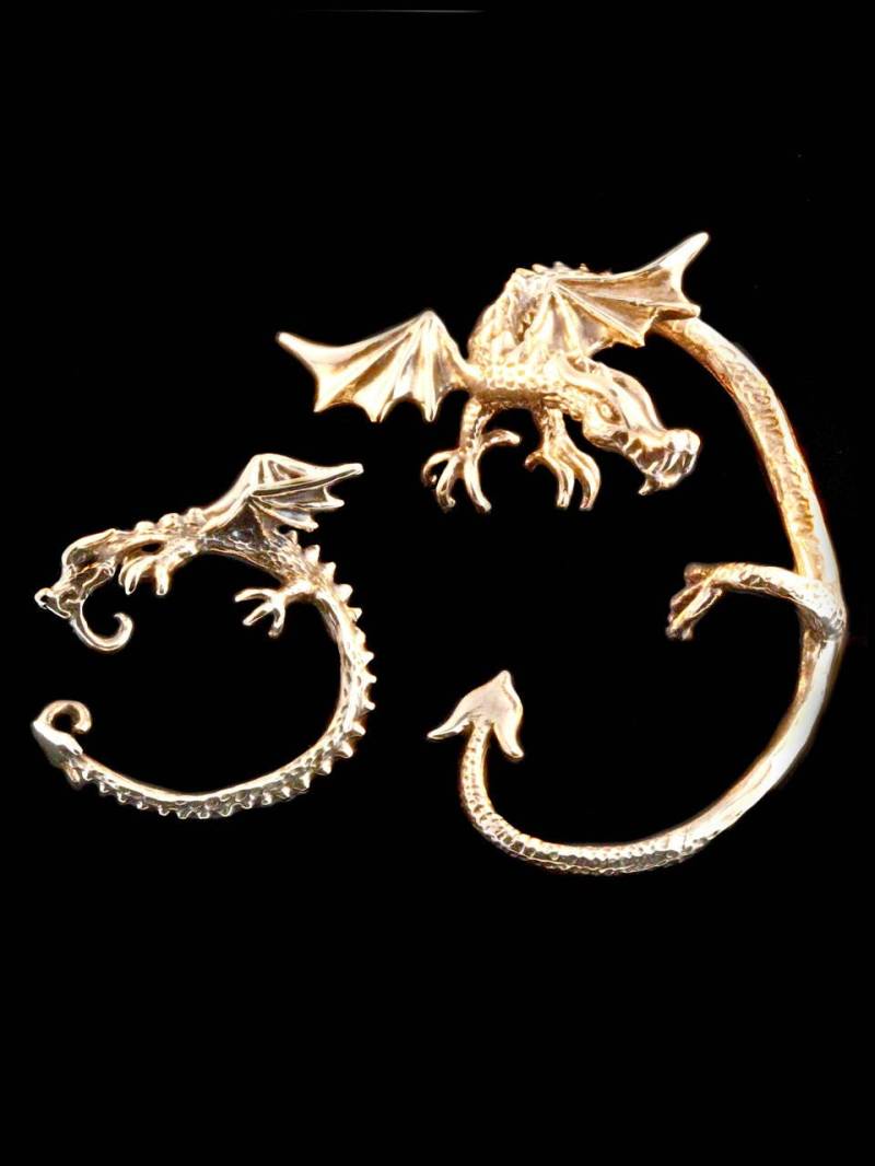 Drachen Ohrmanschette Combo - Ohr Wickeln Bronze Manschetten Kaufen 2 Erhalten 1 Gratis Set Ohrringe Schmuck Cosplay von martymagic
