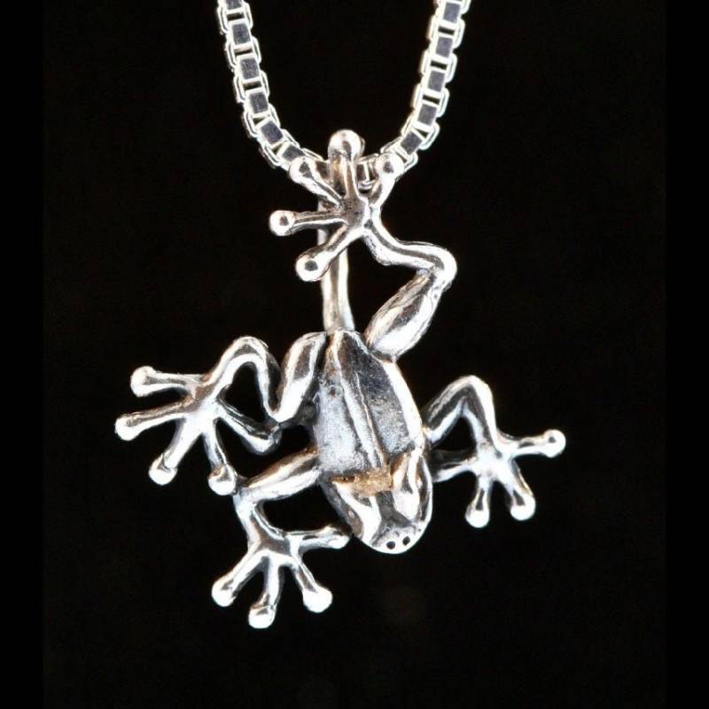 Frosch Halskette Silber Tier Schmuck Charm Anhänger Dschungel Juwel Laubfrosch Hawaii Tiny Frog von martymagic