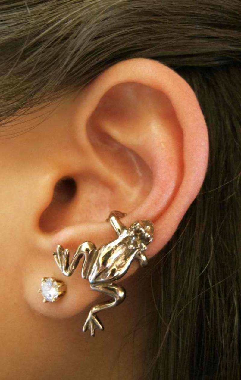 Frosch Ohr Manschette Bronze - Schmuck Ohrring Nicht Durchbohrte Prinz Tier Froggy Ohrringe von martymagic