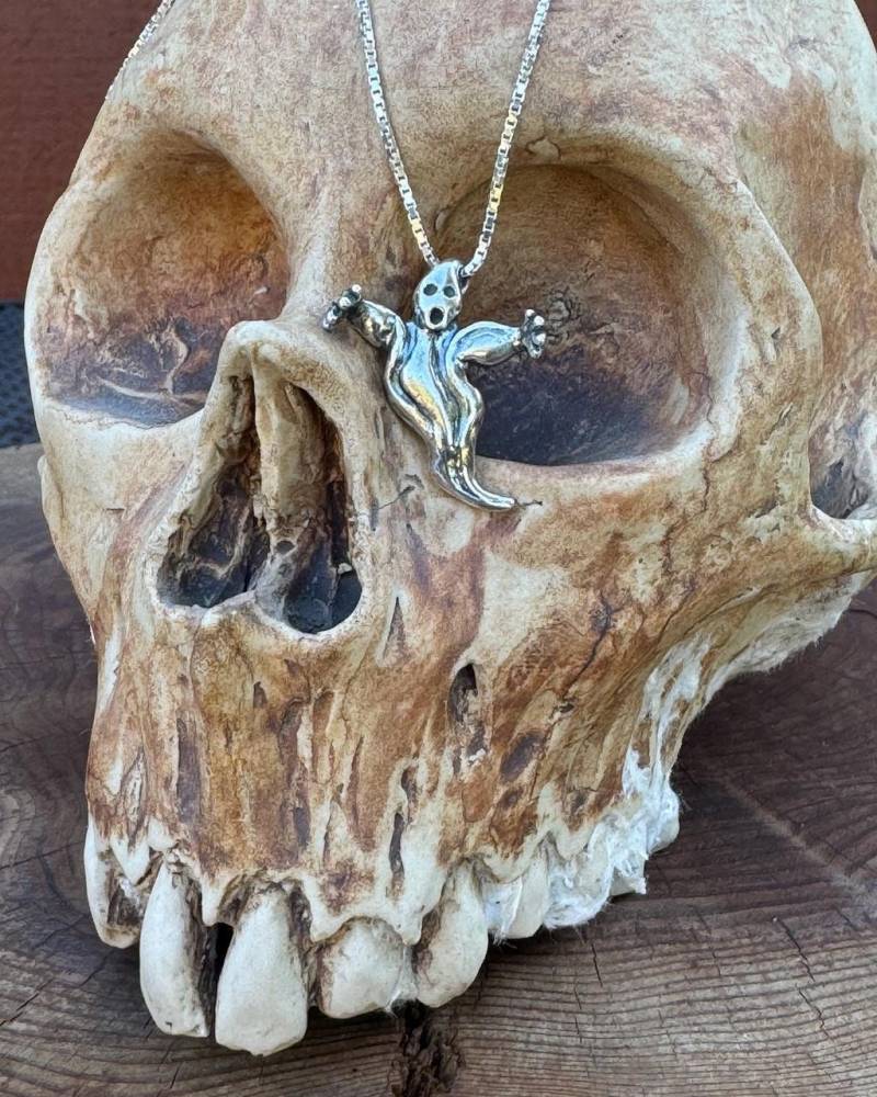 Geist Halskette Silber Anhänger Halloween Schmuck - Hexe Mode Kostüm von martymagic