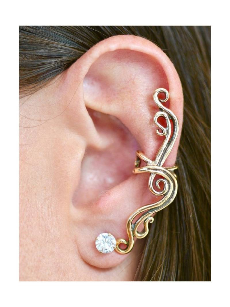 Gold Twist Ohr Kletterer Manschette 14K Swirl Ohrring French Wave Ohrmanschette Boho Braut Einzigartige Nicht Durchbohrte von martymagic