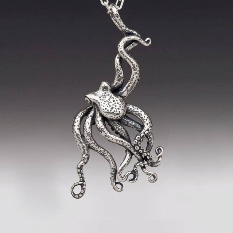 Kraken Halskette Silber - Großer Oktopus Anhänger Schmuck Tentakel von martymagic
