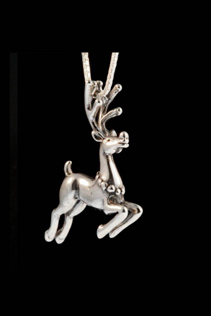 Rentier Halskette Silber - Charme Weihnachtsschmuck Urlaub Charm Schmuck Rudolph Das Mit Der Roten Nase von martymagic