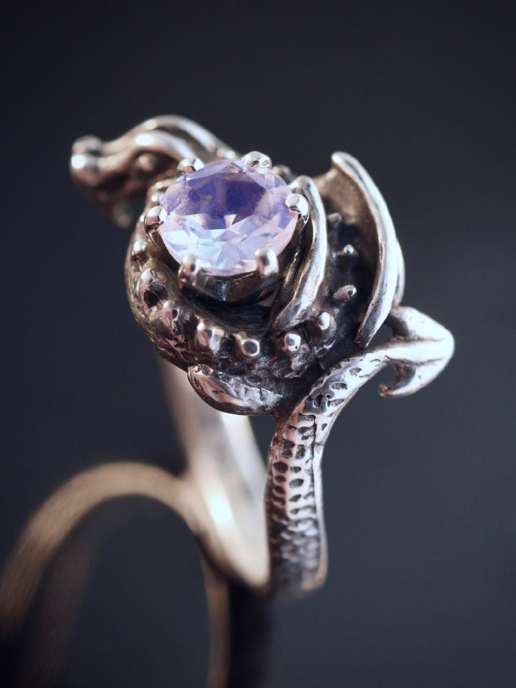 Silber Drachen Ring Spiel Der Throne Inspiriert Schmuck Krause Mit Edelstein Sterling von martymagic