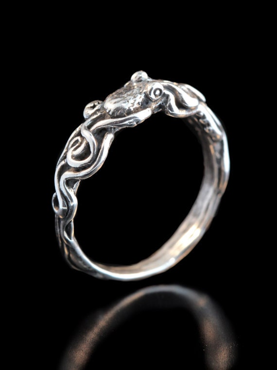Silberring Krake Ring Tentakel Schmuck Silber Band Sterling Pinky Daumen Geschenk Für Alle von martymagic