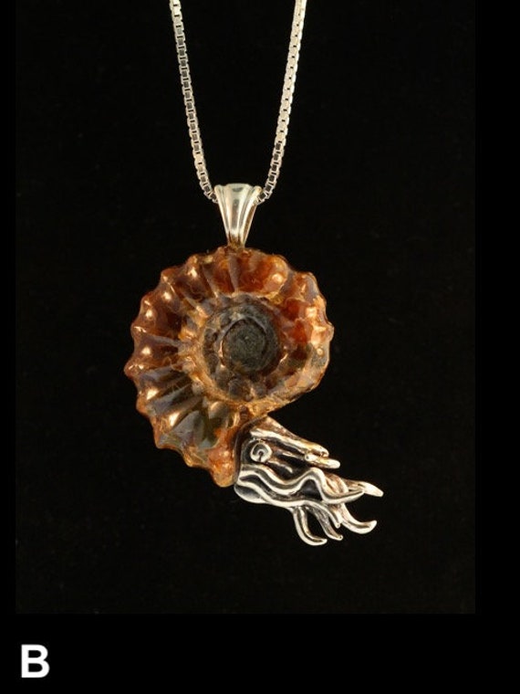 Tintenfisch Halskette Nautilus Shell Anhänger Ammonit Schmuck Oktopus Tentakel Fossil von martymagic