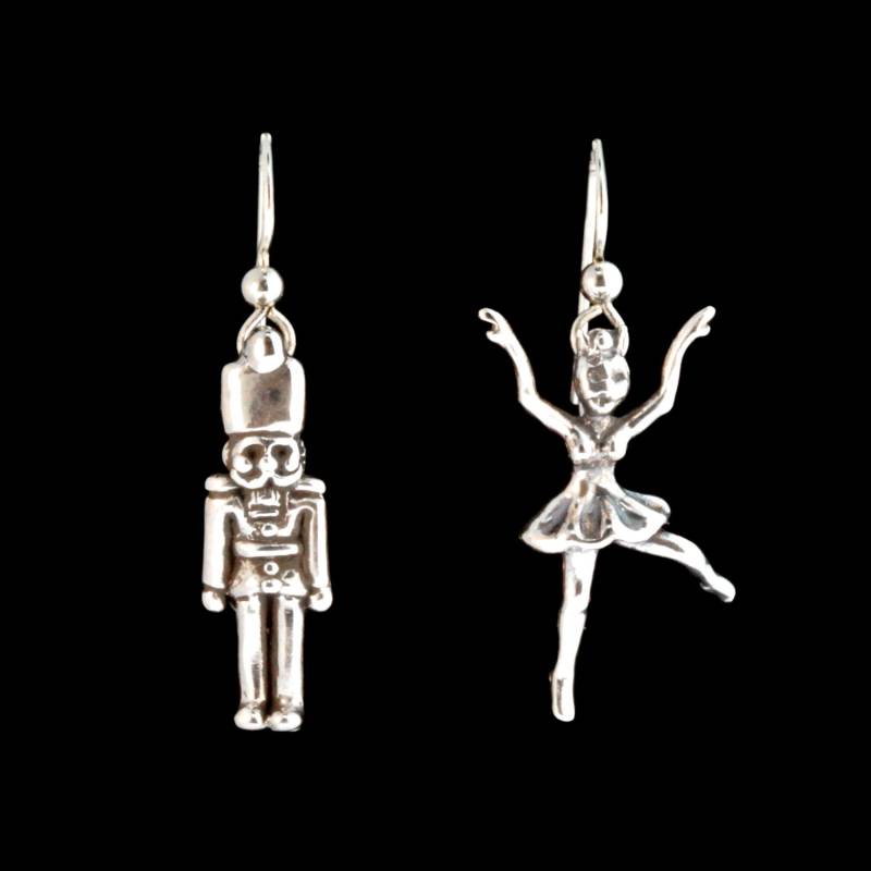 Weihnachtsohrringe - Silber Nussknacker Und Ballerina Ohrringe Weihnachtsschmuck Weihnachtsanhänger Weihnachtsgeschenk von martymagic