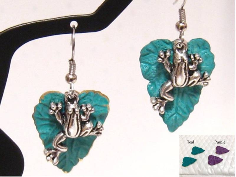 Frosch Ohrringe, Teal Ohrhänger, Schmuck Geschenke von martywhitedesigns