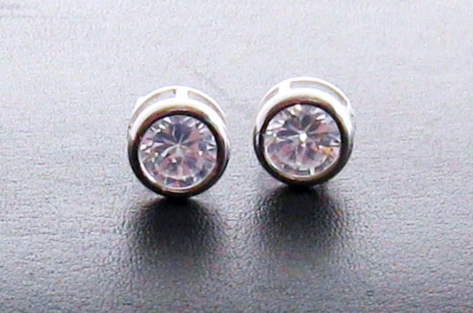 Lünette Set Zirkonia Ohrstecker/Cz Ohrstecker/Hochzeit Ohrstecker/Braut Ohrstecker/Cubic Zirconia Ohrstecker/Brautjungfer Geschenk/Sweet 16 von martywhitedesigns