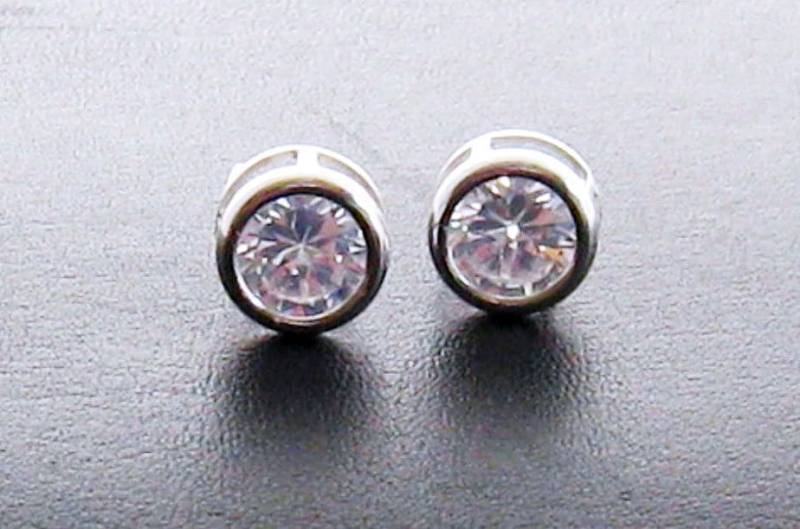 Lünette Set Zirkonia Ohrstecker/Cz Ohrstecker/Hochzeit Ohrstecker/Braut Ohrstecker/Cubic Zirconia Ohrstecker/Brautjungfer Geschenk/Sweet 16 von martywhitedesigns