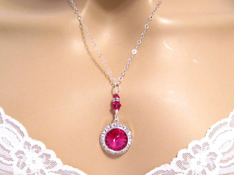 Pink Brautjungfer Halskette Armband Ohrring/Fuchsia Halskette/Fuchsia Set/Fuchsia Schmuck/Fuchsia Schmuck von martywhitedesigns