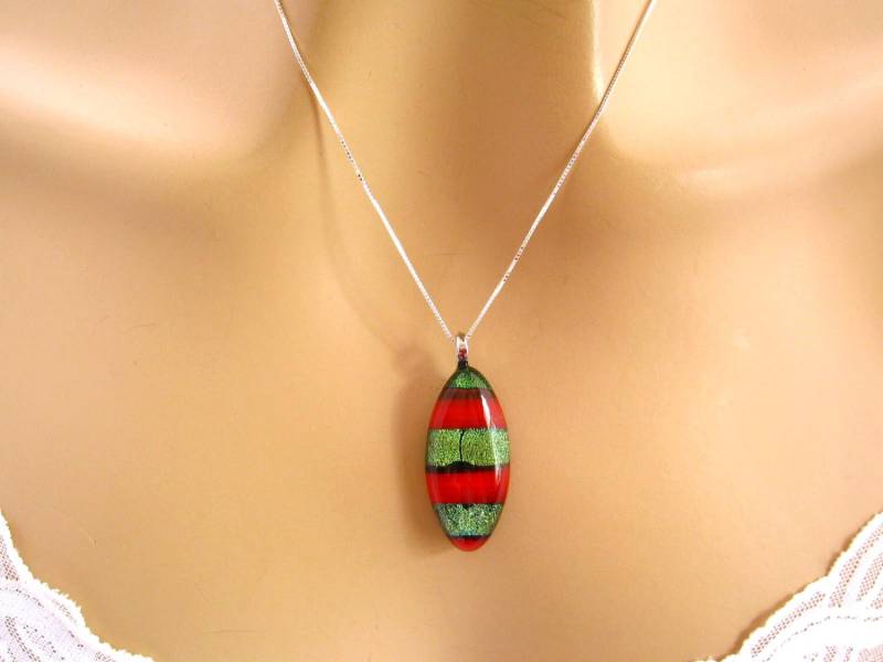 Rot Und Grün Schmuck Set/Urlaub Schmuck/Halskette Ohrringe Set/Geschenke Für Mutter Geschenk Sie/Kunst Glas Schmuck/Grün Set von martywhitedesigns