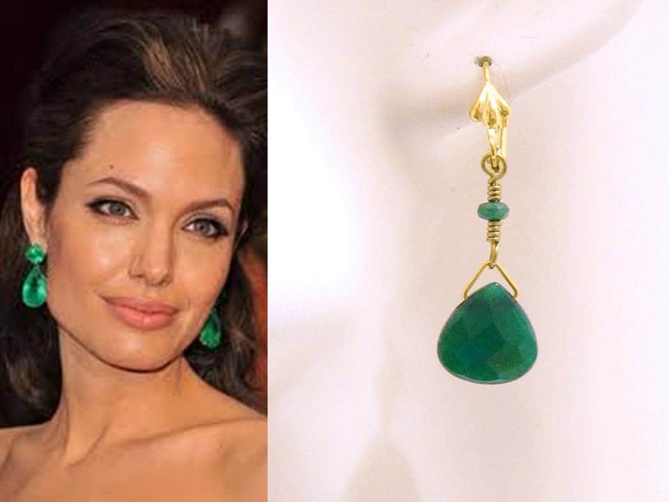 Smaragdgrüne Ohrringe Angelina Jolie Stein Ohrringe - Mai Geburtsstein Geschenk, Brautjungfern Gold, Muttertagsgeschenk von martywhitedesigns