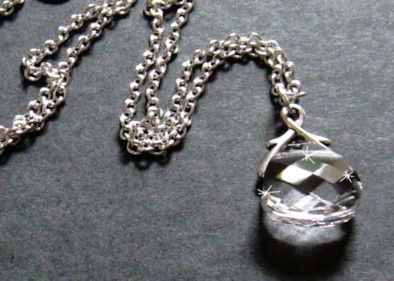 Swarovski Klare Kristall Halskette Sterling Silber Briolette Braut Brautjungfern Geschenk, Hochzeit Schmuck von martywhitedesigns