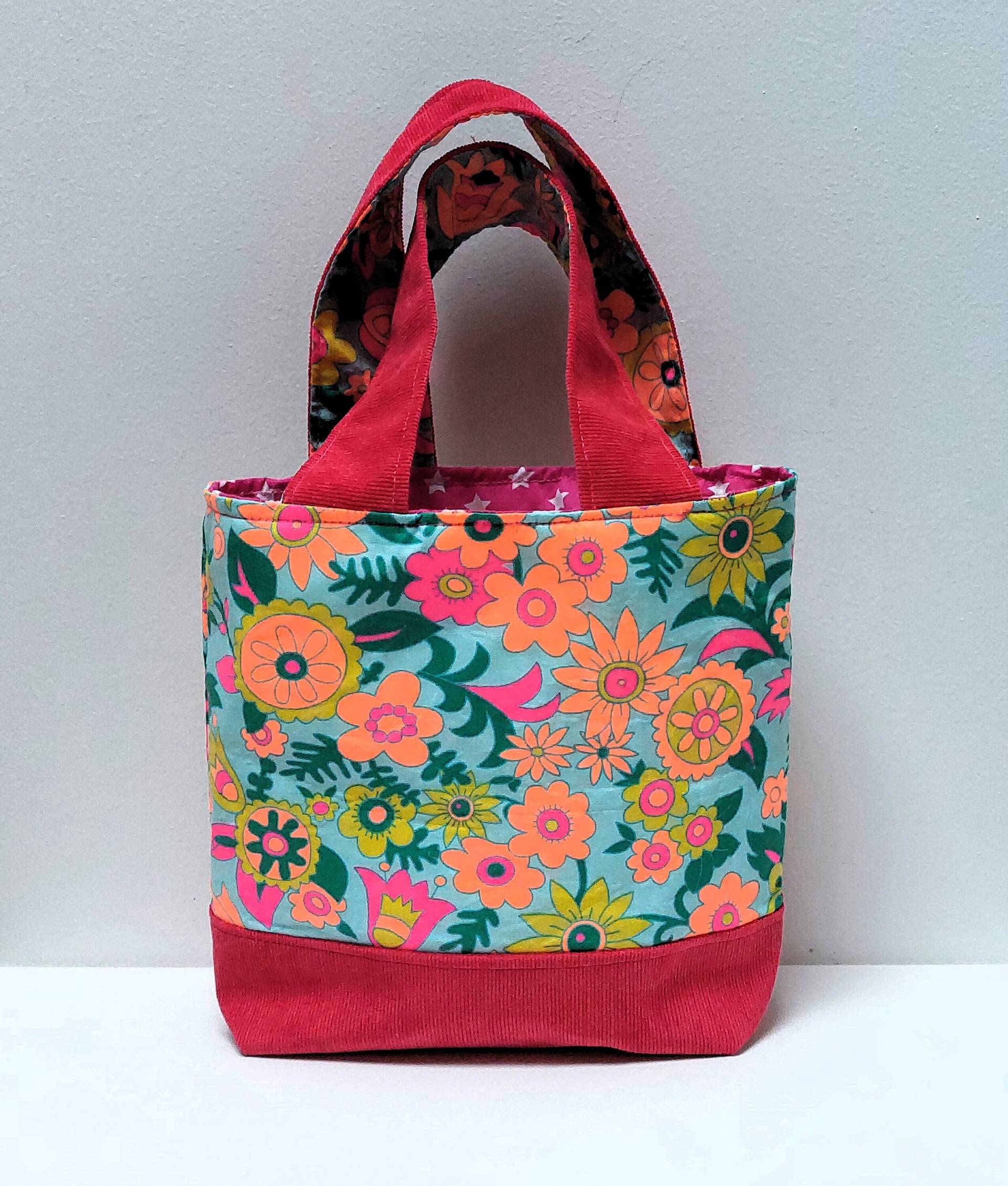Mini-Mädchentasche Im Hippie-stil Aus Samt Und Geblümter Baumwolle von marysebcreations