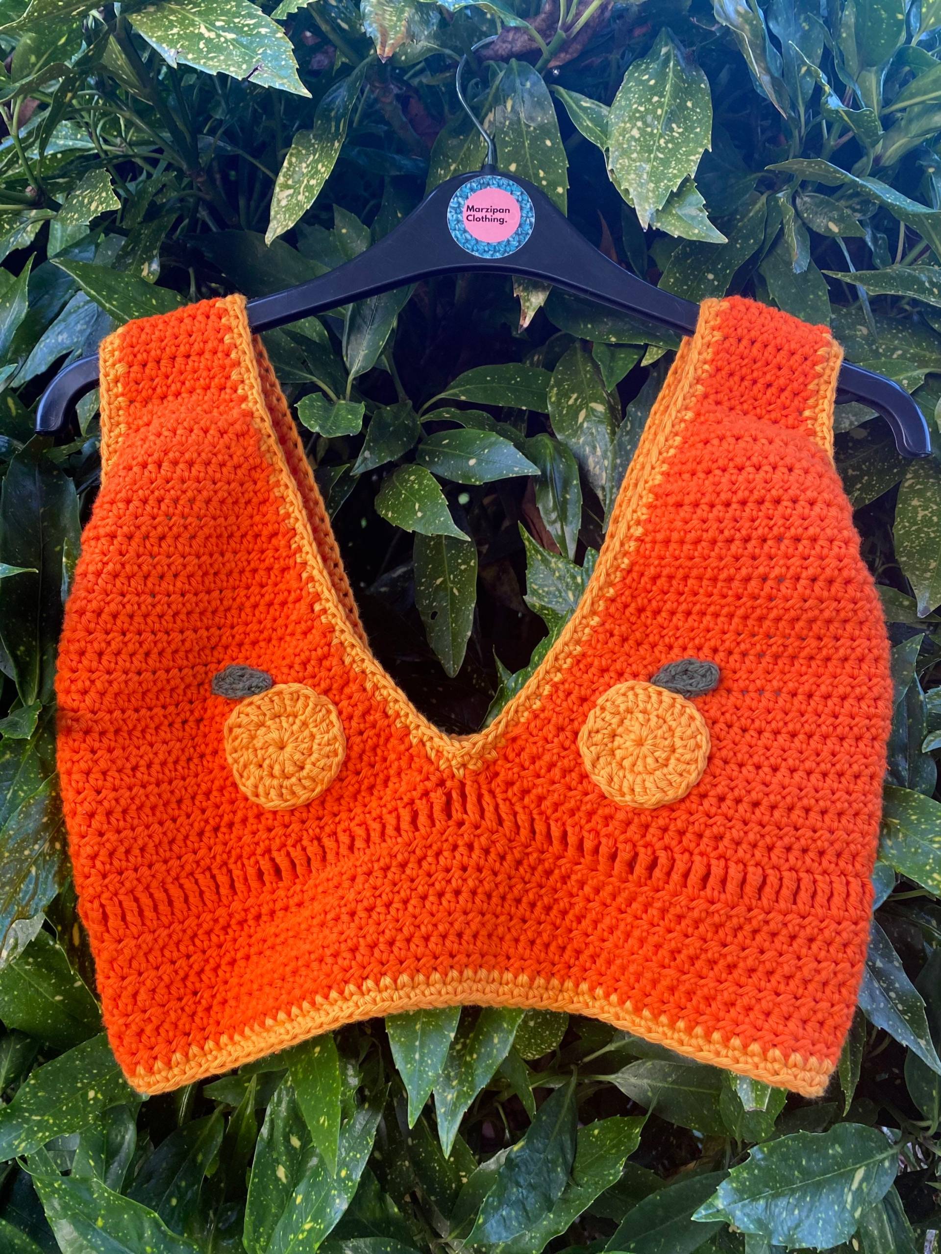 Y2K Handgemachtes Gehäkeltes Oranges Obst Crop Top/Bralette Bralet Sommer Festival von marzipanclothingshop