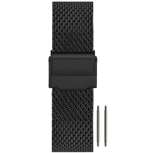 masar 20mm Set Premium Big Mesh 1mm - Milanese Armband, Uhrenarmband 20 mm, Watch, Milanaise Black von masar