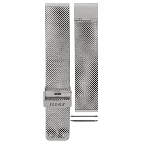 masar 20mm Silver Universal – Uhrenarmband aus Milanese Mesh, Milanaise Armband - für Herren, Damen, – Edelstahl, silber, 20 mm von masar