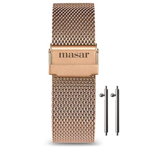 masar 14mm Universal - Premium Schnellverschluss - Milanese Armband, Edelstahl, Uhrenarmband Mesh, Watch, Milanaise, Quick von masar