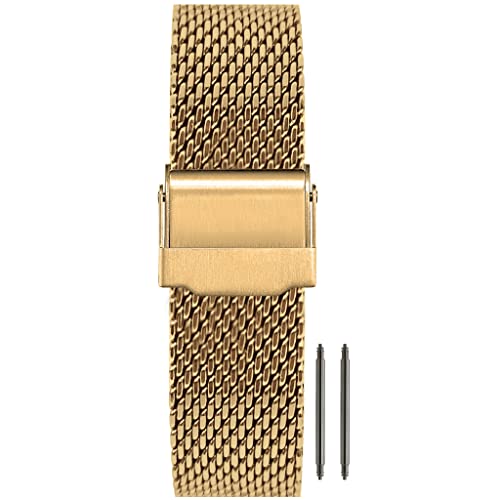 masar 20mm Set Premium Big Mesh 1mm - Milanese armband, Uhrenarmband Mesh 20 mm, Watch, Milanaise Gold, Goldene von masar