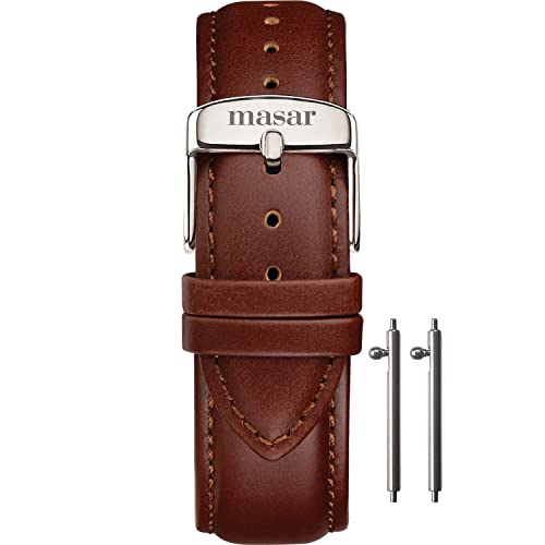 masar 22mm Premium Brown Leder – Uhrenarmband Armband, Leather, Watch Straps, Schnellverschluss – Universalgröße 22 Braun von masar