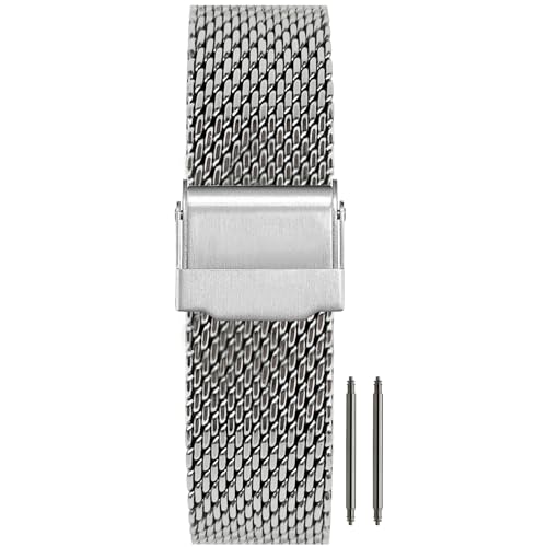 masar 22mm Premium Big Mesh 1mm - Milanese armband, Uhrenarmband Mesh 22 mm, Watch, Milanaise Silber Silver von masar