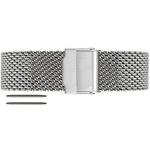 masar 22mm Premium Big Mesh 1mm - Milanese armband, Uhrenarmband Mesh 22 mm, Watch, Milanaise Silber von masar