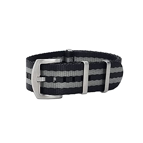 masar 18 bis 24 mm Premium NATO – Schnalle aus gebürstetem Stahl – Armbänder für Uhren – feines Nylon, 20 mm von masar